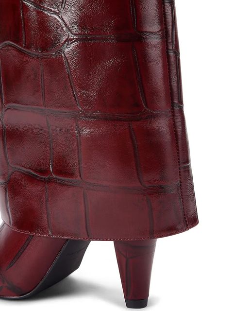 Kurt Geiger London kozaki skórzane Fold Over Tall Boot damskie kolor brązowy na słupku 5022354419