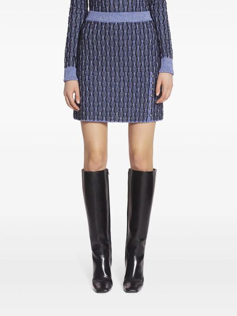 Lanvin patterned intarsia-knit mini skirt - Blue