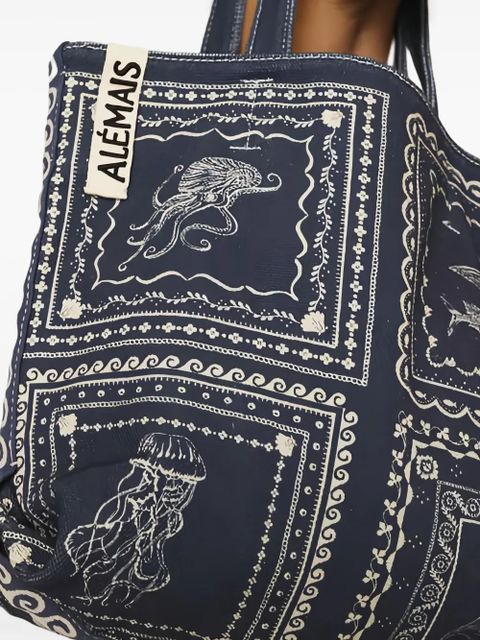 ALEMAIS printed-design tote bag - Blue