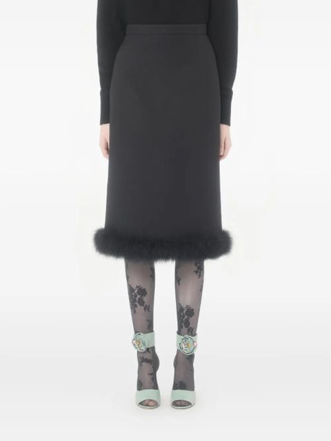 Valentino Garavani Crepe Couture skirt with feathers - Black