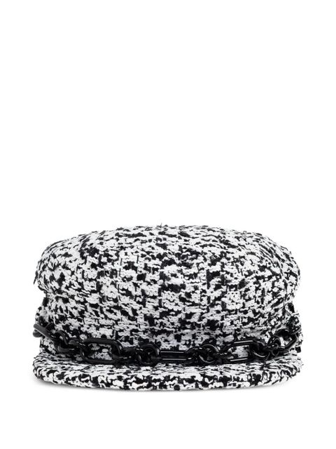 Balmain chain-detail tweed beret - Grey - zdjęcie produktu nr 1