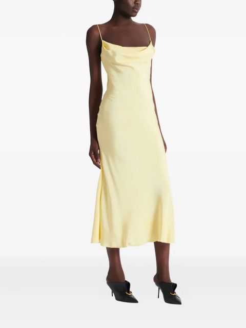 Balmain cowl-neck satin dress - Yellow