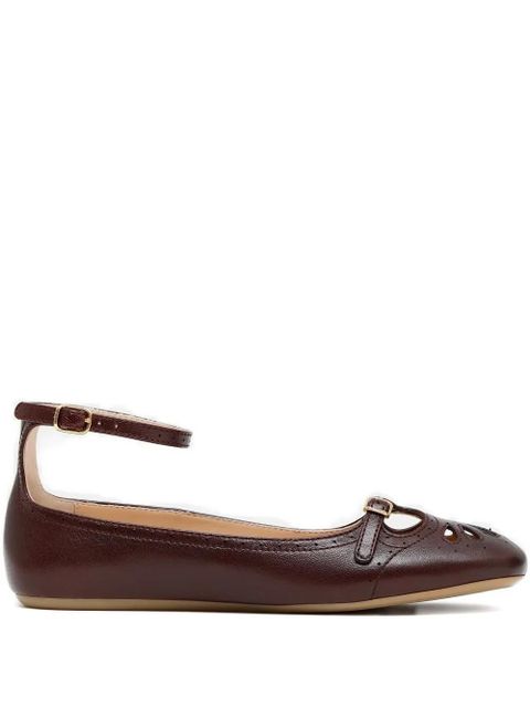 Chloé ankle-strap perforated ballet flats - Brown - zdjęcie produktu nr 1