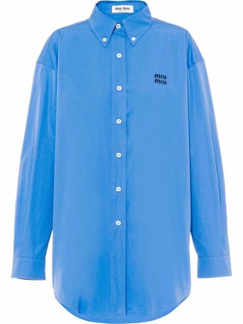 Miu Miu oversized cotton poplin shirt - Blue - zdjęcie produktu nr 1