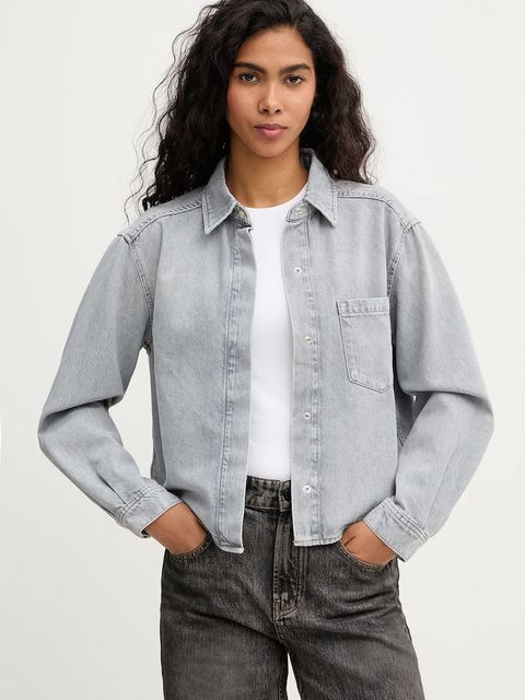 Marc O'Polo koszula jeansowa damska kolor szary relaxed z kołnierzykiem klasycznym 5000007394 - zdjęcie produktu nr 1