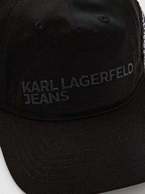 Karl Lagerfeld Jeans czapka z daszkiem kolor czarny z nadrukiem A2W33026