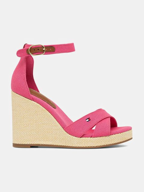 Tommy Hilfiger sandały FLAG HIGH WEDGE ESPAD CRISSCROSS kolor różowy FW0FW08661 - zdjęcie produktu nr 2