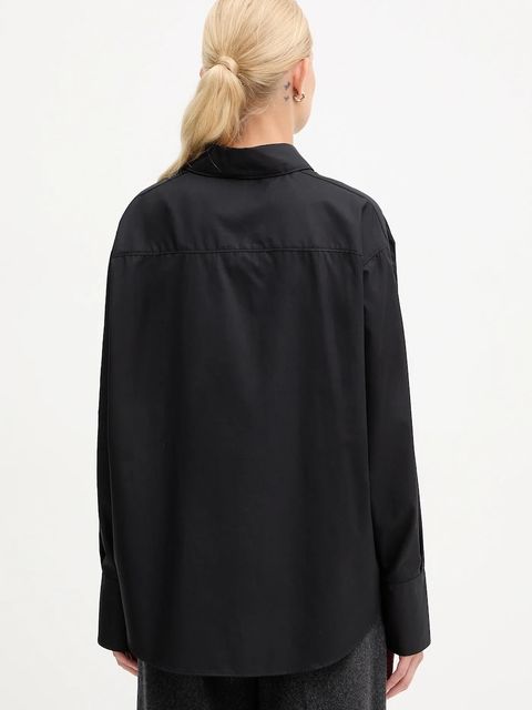 BOSS koszula bawełniana damska kolor czarny relaxed z kołnierzykiem klasycznym 50548455