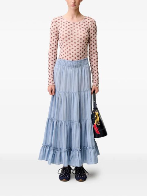 Claudie Pierlot striped ruffled-tiers A-line skirt - Blue - zdjęcie produktu nr 2