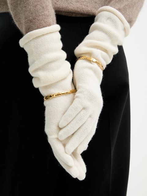 Answear.LAB rękawiczki z dodatkiem wełny damskie kolor beżowy