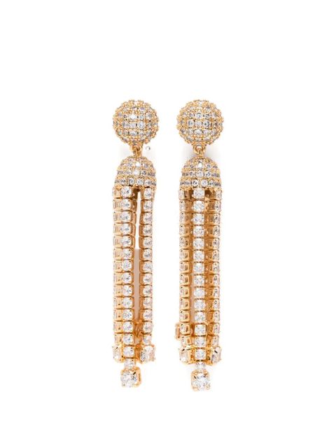 Self-Portrait crystal-embellished drop earrings - Gold - zdjęcie produktu nr 1