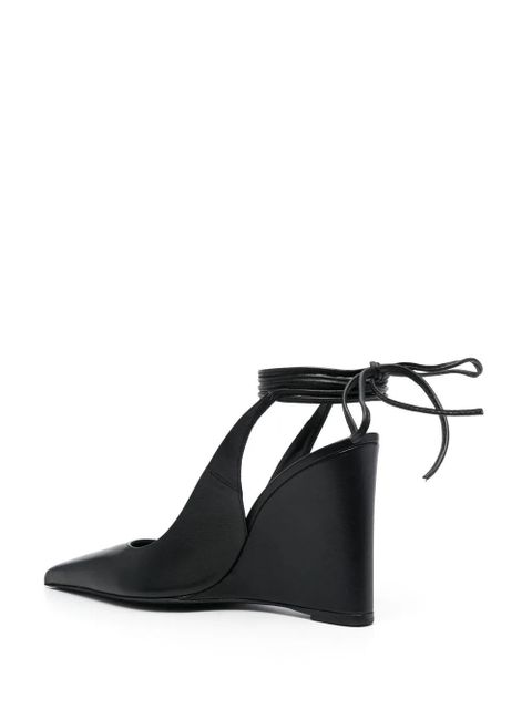 BY FAR 110mm leather wedge sandals - Black