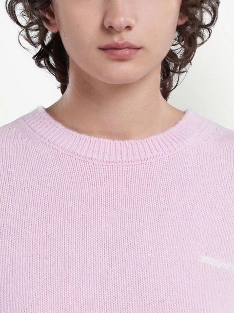 Marni logo-embroidered virgin wool jumper - Pink