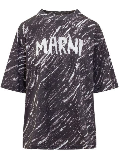 Marni Scribble logo jersey T-shirt - Black - zdjęcie produktu nr 1