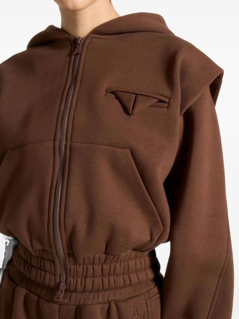Manière De Voir Louna wide-shoulder zip hoodie - Brown