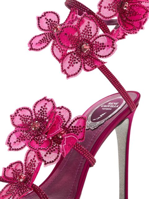 René Caovilla flower-embellished sandals - Pink