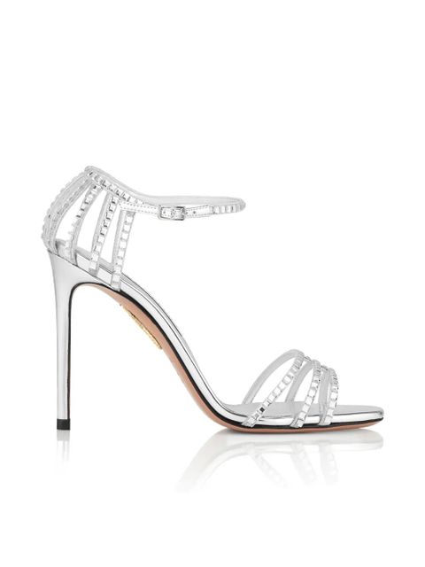 Aquazzura Sensation Crystal heeled sandals - Silver - zdjęcie produktu nr 1