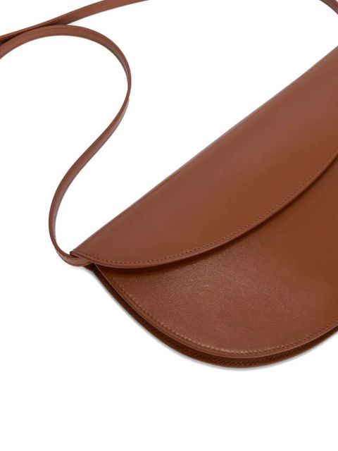 Jil Sander curved leather cross body - Brown