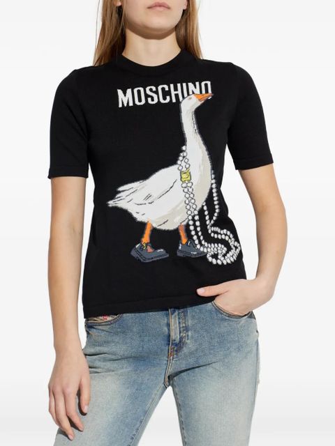 Moschino goose print T-shirt - Black