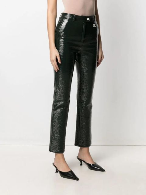 Courrèges slim-cut vinyl trousers - Green