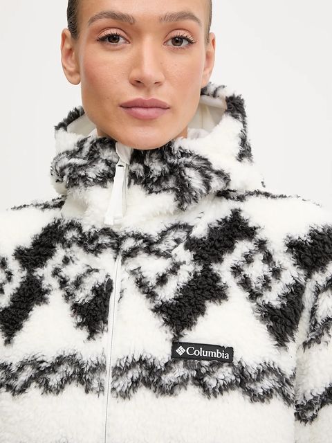 Columbia bluza polarowa Rare Escape kolor biały z kapturem wzorzysta 2135371
