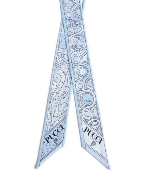 PUCCI mixed-print silk twill scarf with rhinestones - Blue - zdjęcie produktu nr 2