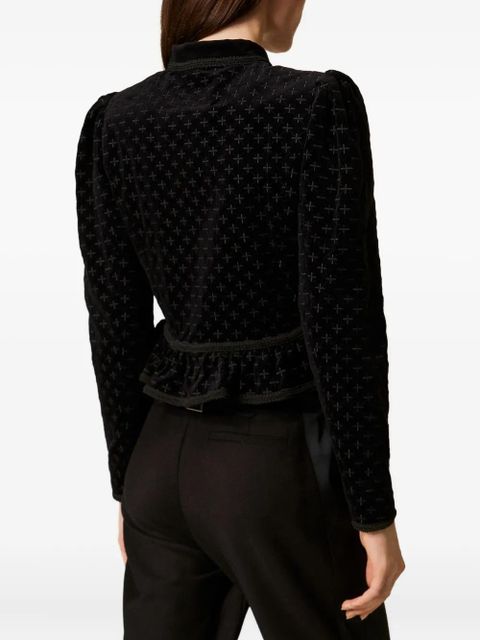 TWINSET embroidered velvet jacket - Black