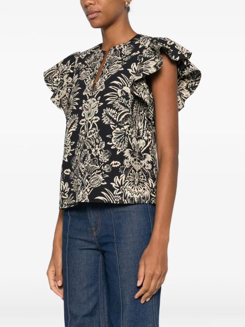 Ulla Johnson Severine floral-pattern blouse - Black