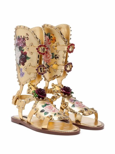Dolce & Gabbana floral-motif gladiator sandals - Gold - zdjęcie produktu nr 2