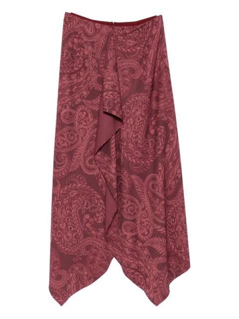 ETRO paisley-print ruffled skirt - Red
