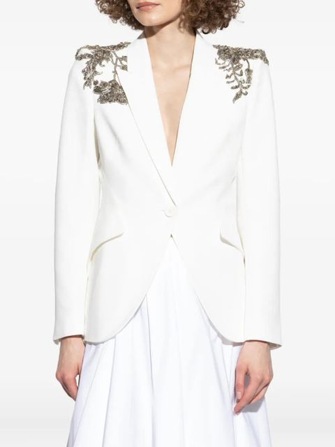 Alexander McQueen embellished shoulder blazer - White