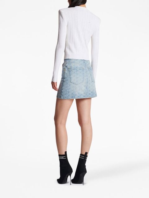 Balmain pointelle-knit V-neck cardigan - White