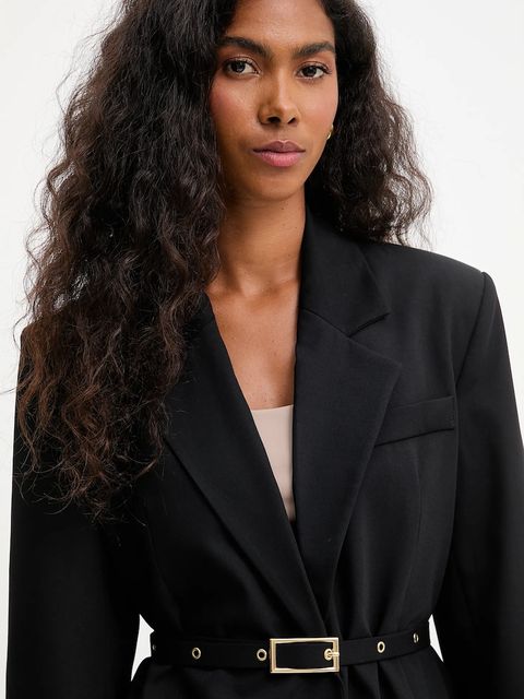 Answear Lab marynarka kolor czarny jednorzędowa gładka