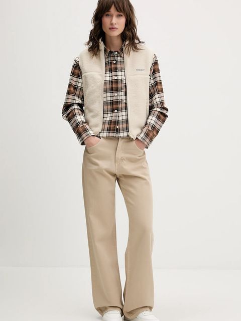 Guess Jeans kamizelka damska kolor beżowy gładka W5BQ19 K1042 - zdjęcie produktu nr 2