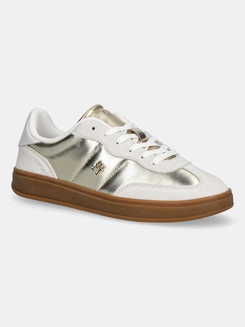 Tommy Hilfiger sneakersy skórzane MU JACKIE METALLIC damskie kolor beżowy FW0FW09026 - zdjęcie produktu nr 1