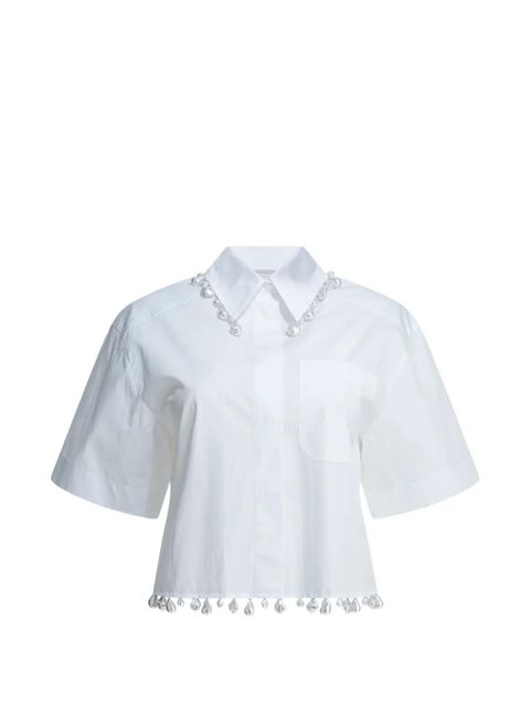 Max Mara pearl-embellished cropped shirt - White - zdjęcie produktu nr 1