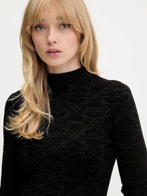 HUGO sweter damski kolor czarny z półgolfem 50548283
