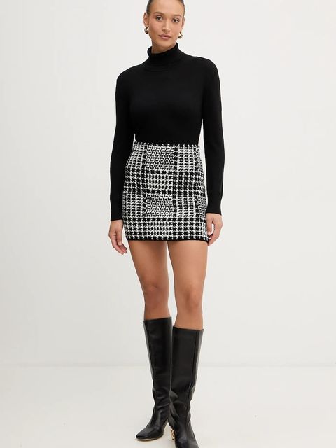 Twinset spódnica z dodatkiem wełny kolor czarny mini prosta 252TT3041 - zdjęcie produktu nr 2