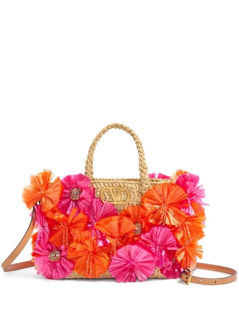 Valentino Garavani small floral-appliqué tote bag - Neutrals - zdjęcie produktu nr 2