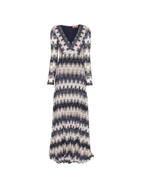 Missoni zigzag-pattern V-neck maxi dress - Blue - zdjęcie produktu nr 1