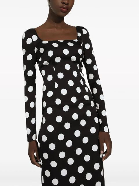 Dolce & Gabbana polka dot-print midi dress - Black