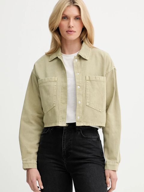 Answear.LAB kurtka jeansowa kolor zielony przejściowa oversize - zdjęcie produktu nr 1