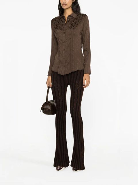 Marine Serre Moon Diamant jacquard satin shirt - Brown