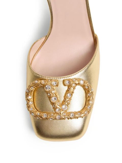 Valentino Garavani 115mm VLogo Signature leather pumps - Gold