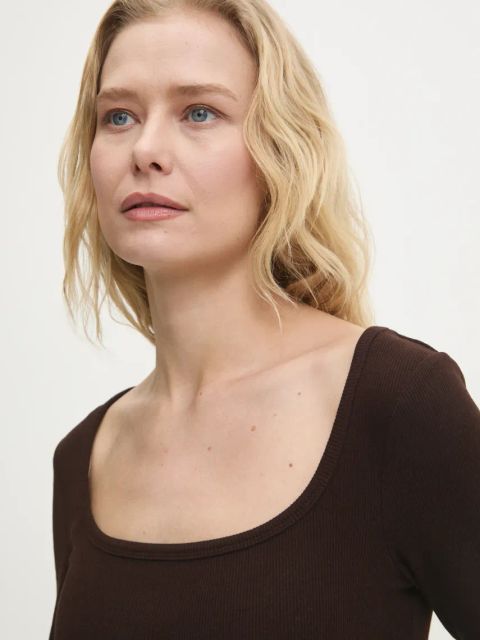 Answear.LAB longsleeve damskie kolor brązowy