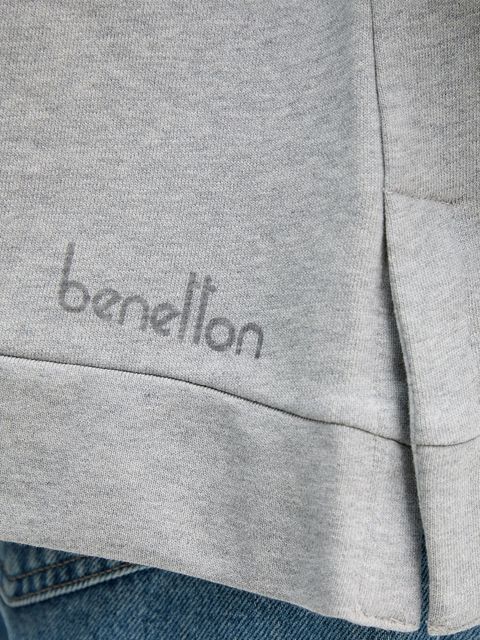 United Colors of Benetton bluza bawełniana damska kolor szary z kapturem gładka 3UNID500R