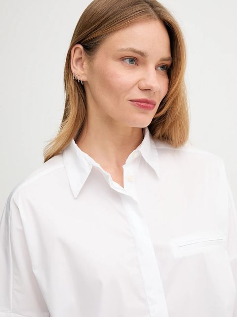 United Colors of Benetton koszula damska kolor biały relaxed z kołnierzykiem klasycznym 54KXDQ0CB