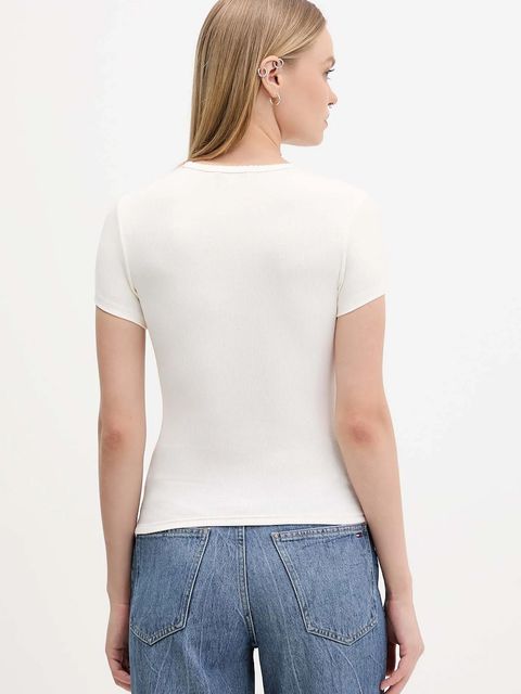 Tommy Jeans t-shirt damski kolor beżowy DW0DW21787