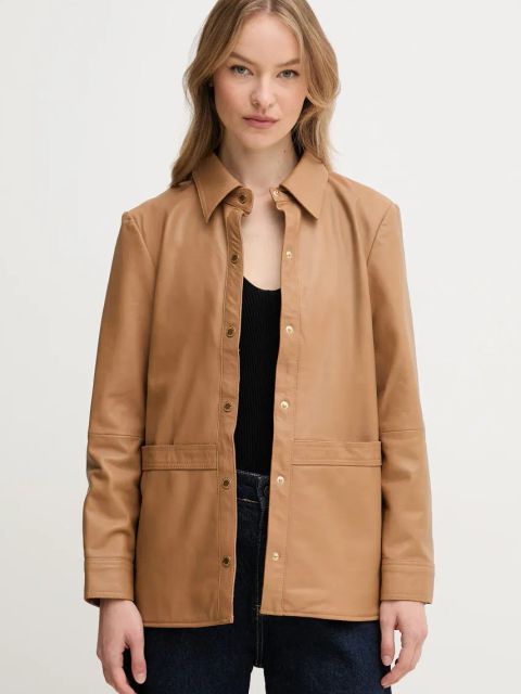 Pedro del Hierro kurtka skórzana kolor brązowy przejściowa 5499140