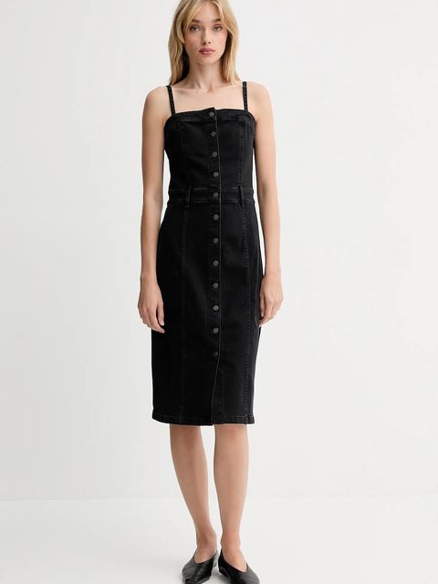 Levi's sukienka jeansowa kolor czarny midi dopasowana 0002S - zdjęcie produktu nr 1
